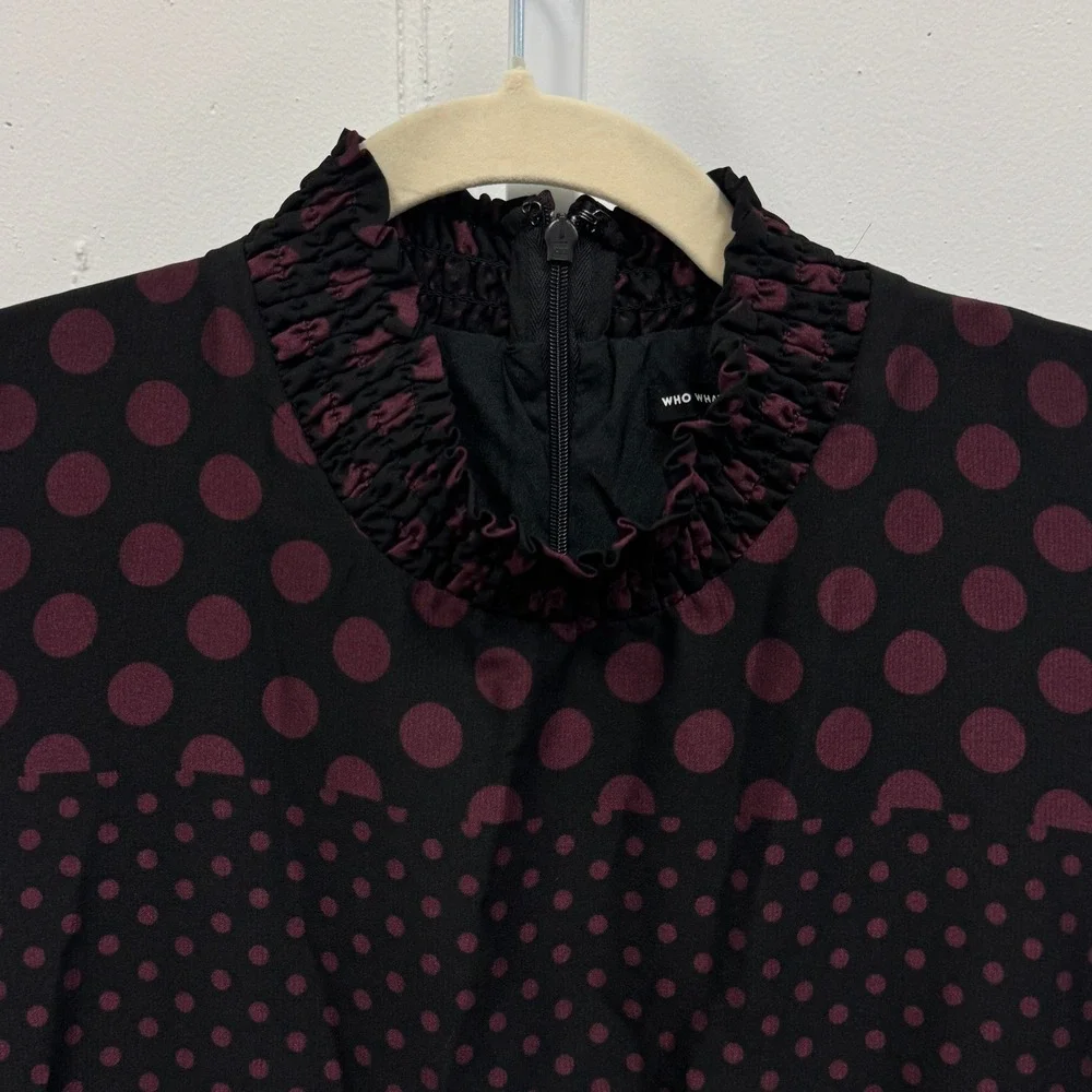 Who What Wear Dark Polka Dot Sleeveless Midi‎ Dress XXL Smocked  Whimsical Retro